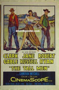 s310 TALL MEN one-sheet movie poster '55 Clark Gable, Jane Russell, Ryan