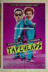 s311 TAPEHEADS one-sheet movie poster '88 John Cusack, Tim Robbins
