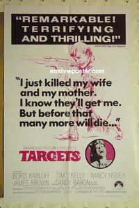 s312 TARGETS one-sheet movie poster '68 Boris Karloff