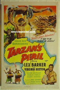 s314 TARZAN'S PERIL one-sheet movie poster '51 Lex Barker
