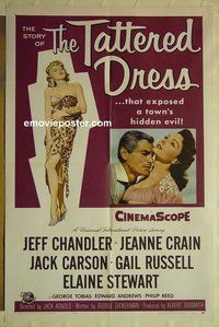 s315 TATTERED DRESS one-sheet movie poster '57 Jeff Chandler, Jeanne Crain