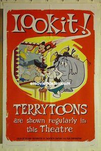s325 TERRYTOONS one-sheet movie poster '62 Mighty Mouse