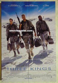 s342 THREE KINGS advance one-sheet movie poster '99 Clooney, Wahlberg, Ice Cube