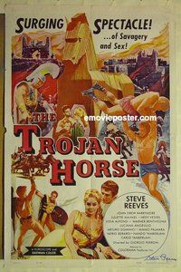 s369 TROJAN HORSE signed one-sheet movie poster '62 Steve Reeves