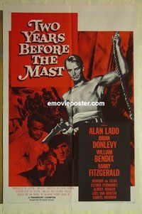 s380 TWO YEARS BEFORE THE MAST one-sheet movie poster R56 Alan Ladd