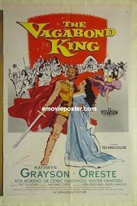 s390 VAGABOND KING signed one-sheet movie poster '56 Leslie Nielsen