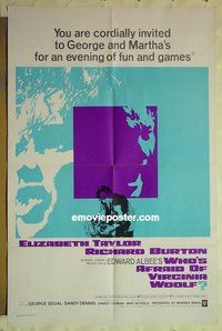s422 WHO'S AFRAID OF VIRGINIA WOOLF int'l style one-sheet movie poster '66