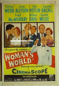 s440 WOMAN'S WORLD one-sheet movie poster '54 Allyson, Webb, Heflin, Bacall