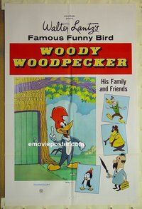 s441 WOODY WOODPECKER one-sheet movie poster '60s cartoon!