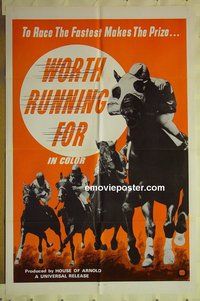 s445 WORTH RUNNING FOR one-sheet movie poster c60s horse racing!