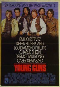 s452 YOUNG GUNS one-sheet movie poster '88 Estevez, Sheen