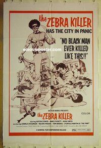 s456 ZEBRA KILLER one-sheet movie poster '74 has the city in panic!