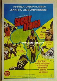 t132 SECRET AFRICA Aust one-sheet movie poster '69 Italian documentary!