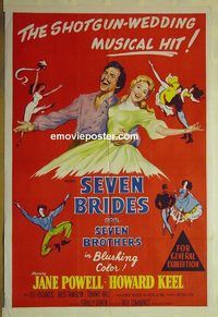 t134 SEVEN BRIDES FOR SEVEN BROTHERS Aust one-sheet movie poster '54 Powell