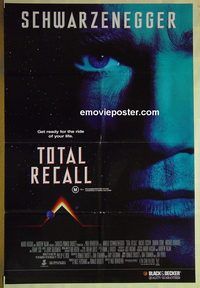 t143 TOTAL RECALL Aust one-sheet movie poster '90 Schwarzenegger