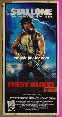 t232 FIRST BLOOD Australian daybill movie poster '82 Rambo, Sly Stallone
