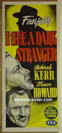 t156 ADVENTURESS Australian daybill movie poster '47 I See a Dark Stranger