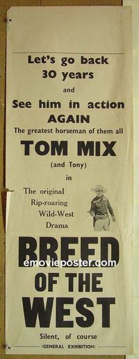 t187 BREED OF THE WEST Australian daybill movie poster R50s Tom Mix