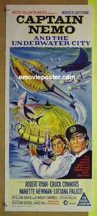 t192 CAPTAIN NEMO & THE UNDERWATER CITY Australian daybill movie poster '70
