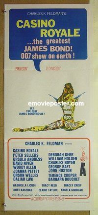 t193 CASINO ROYALE Australian daybill movie poster '67 Bond spy spoof!