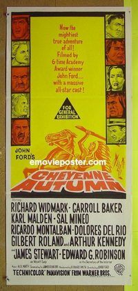 t196 CHEYENNE AUTUMN Australian daybill movie poster '64 J. Ford, Widmark