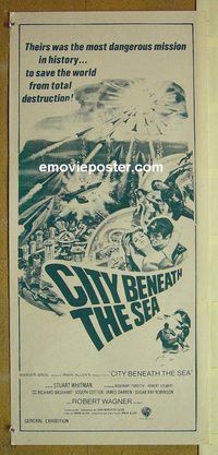 t200 CITY BENEATH THE SEA Australian daybill movie poster '71 Irwin Allen