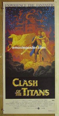 t201 CLASH OF THE TITANS Australian daybill movie poster '81 Harryhausen