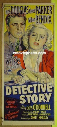 t217 DETECTIVE STORY Australian daybill movie poster '51 Kirk Douglas