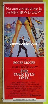 t235 FOR YOUR EYES ONLY Australian daybill movie poster '81 Moore as Bond