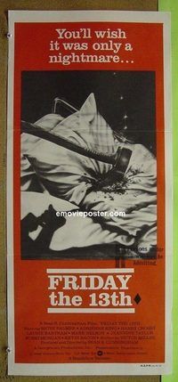 t240 FRIDAY THE 13th Australian daybill movie poster '80 horror classic!