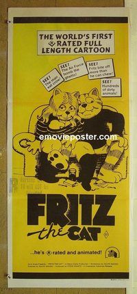 t242 FRITZ THE CAT Australian daybill movie poster '72 Ralph Bakshi