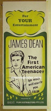 t261 JAMES DEAN: THE FIRST AMERICAN TEENAGER Australian daybill movie poster '75