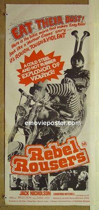 t312 REBEL ROUSERS Australian daybill movie poster '70 biker, Nicholson