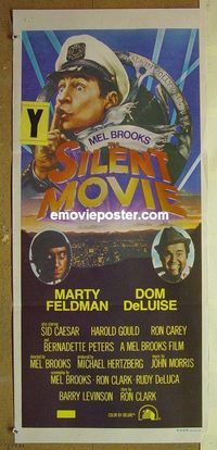 t326 SILENT MOVIE Australian daybill movie poster '76 Mel Brooks, comedy!