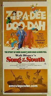 t328 SONG OF THE SOUTH Australian daybill movie poster R80s Uncle Remus