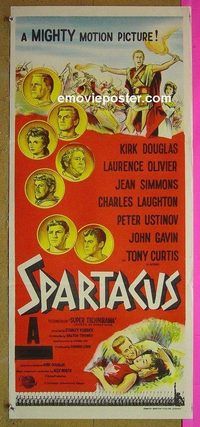 t329 SPARTACUS Australian daybill movie poster '61 Kubrick, Kirk Douglas