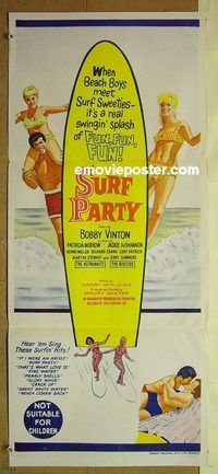 t337 SURF PARTY Australian daybill movie poster '64 Bobby Vinton