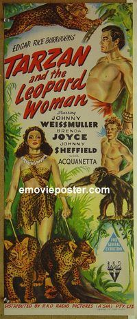t340 TARZAN & THE LEOPARD WOMAN Australian daybill movie poster '46