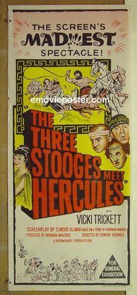 t343 THREE STOOGES MEET HERCULES Australian daybill movie poster '61 Moe