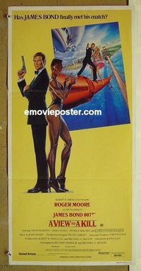 t348 VIEW TO A KILL Australian daybill movie poster '85 Moore, James Bond