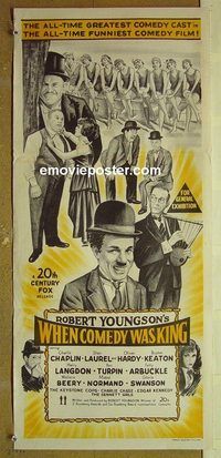 t352 WHEN COMEDY WAS KING Australian daybill movie poster '60 Chaplin