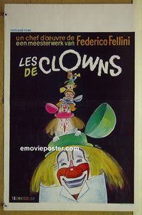 t397 CLOWNS Belgian movie poster '71 Federico Fellini, Anita Ekberg