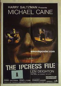 t034 IPCRESS FILE English one-sheet movie poster '65 great different image!