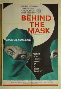 t005 BEHIND THE MASK English one-sheet movie poster '58 Michael Redgrave
