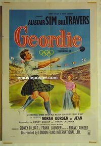 t067 WEE GEORDIE English one-sheet movie poster '55 Travers, Sim, Olympics!
