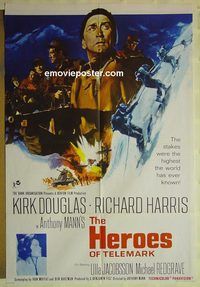 t029 HEROES OF TELEMARK English one-sheet movie poster '66 Kirk Douglas