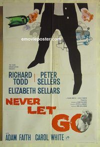 t044 NEVER LET GO English one-sheet movie poster '62 Peter Sellers