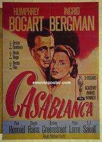 t562 CASABLANCA German movie poster R88 Bogart, Bergman, Henreid