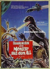 t583 DESTROY ALL MONSTERS German movie poster '69 Godzilla!