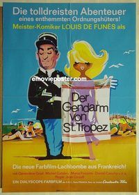 t627 GENDARME OF ST TROPEZ German movie poster '64 Louis de Funes